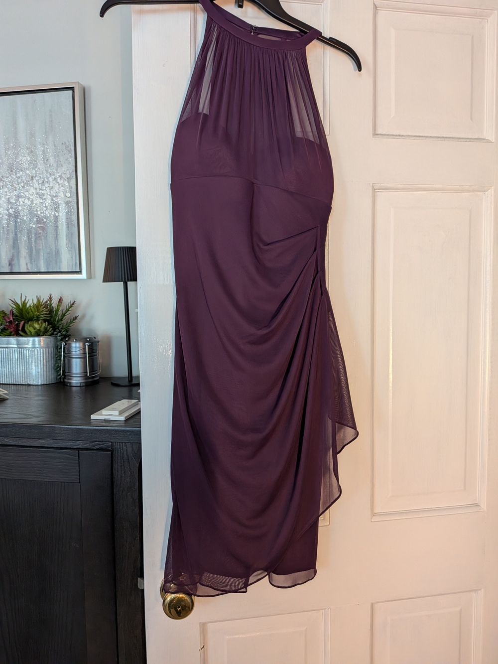 David's Bridal Plum Halter Dress